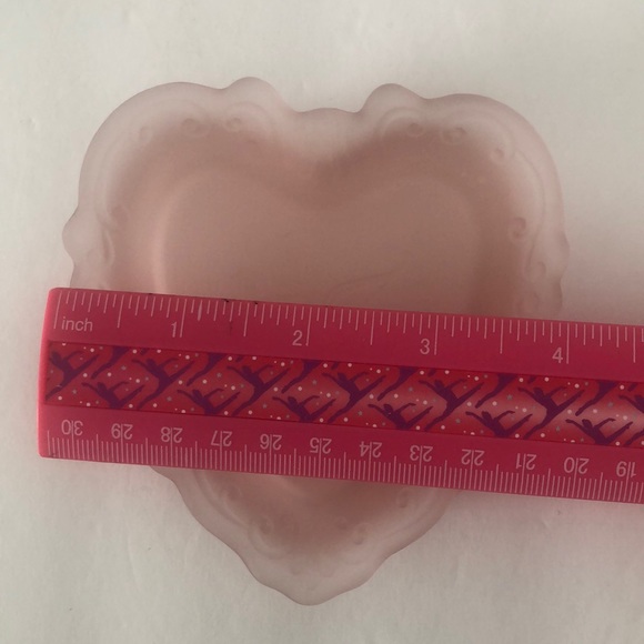 Vintage Imperial Glass Lenox Pink Satin Heart Bow And Arrow Trinket Dish - Picture 11 of 12